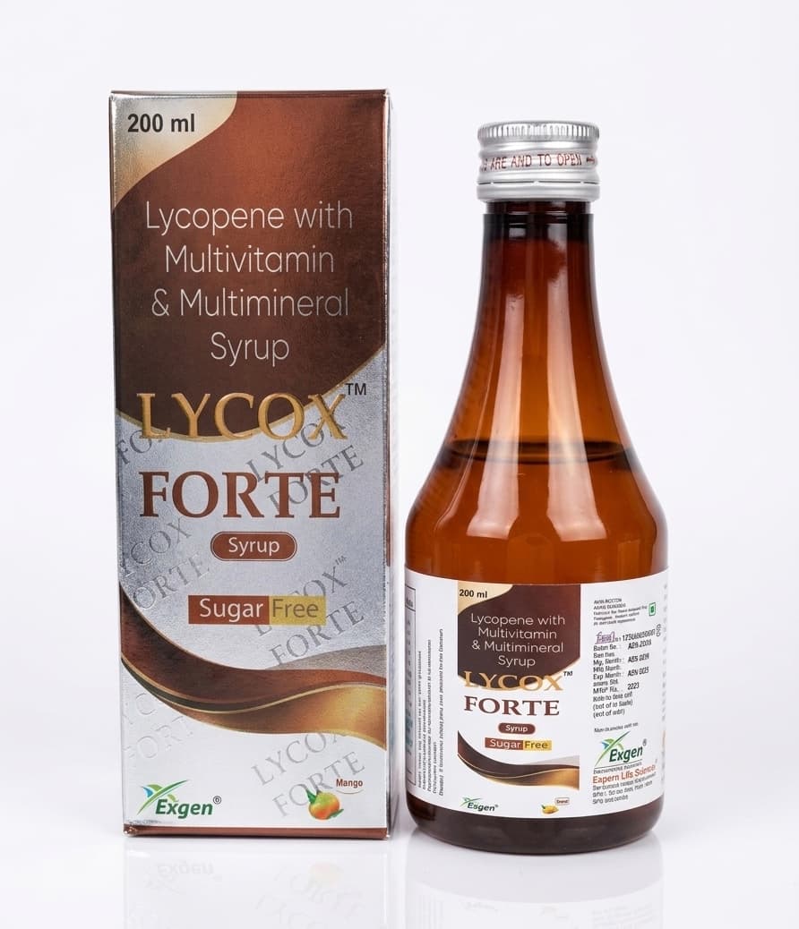 Lycox Forte — Lycopene with Multivitamin & Multimineral Syrup — Sugar Free, Mango Flavour