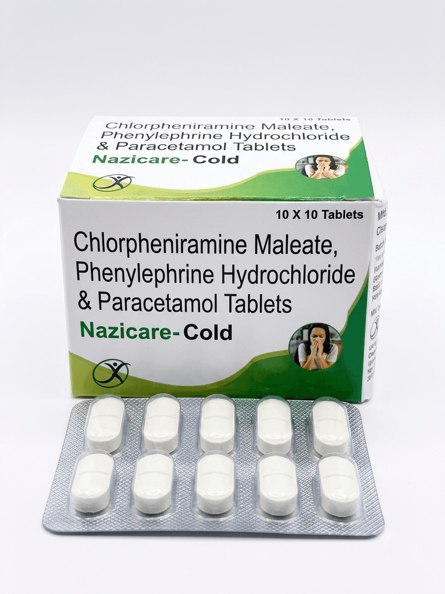Nazicare-Cold — Chlorpheniramine Maleate, Phenylephrine Hydrochloride & Paracetamol Tablets