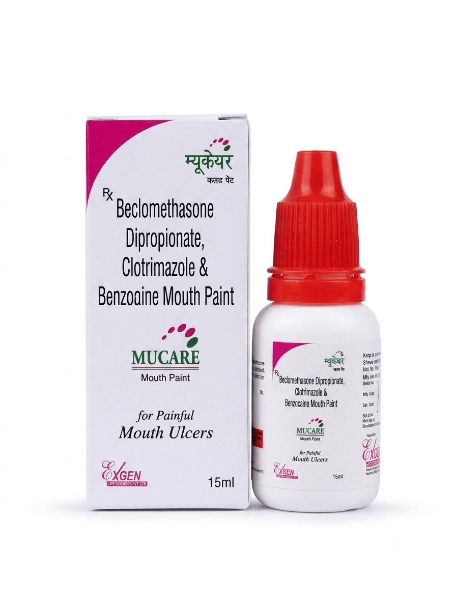 Mucare — Beclomethasone Dipropionate, Clotrimazole & Benzocaine Mouth Paint — 15 ml