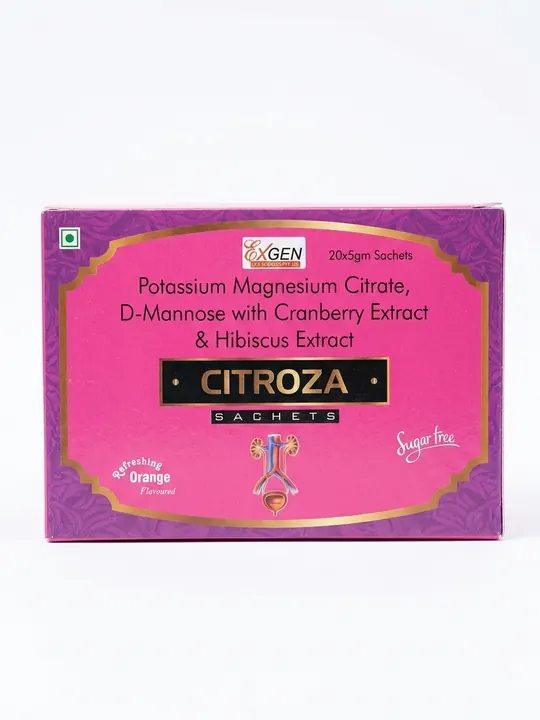 Citroza Sachets — Potassium Magnesium Citrate, D-Mannose with Cranberry Extract & Hibiscus Extract Sachets — Sugar Free, Orange Flavoured