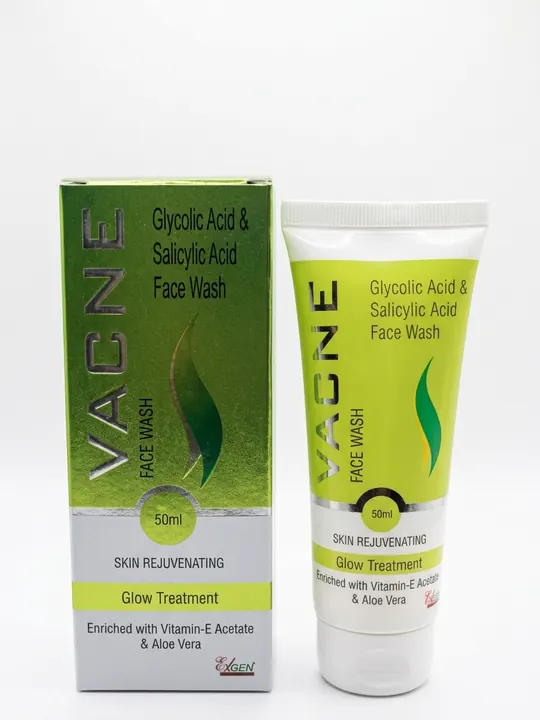 Vacne — Glycolic Acid & Salicylic Acid Face Wash — Enriched with Vitamin-E Acetate & Aloe Vera, 50 ml